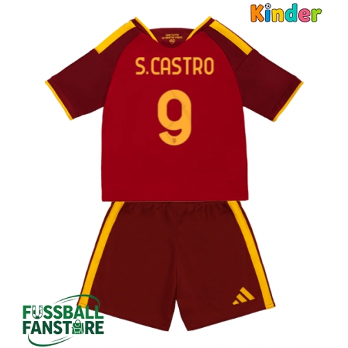 AS Roma Santiago Castro #9 Replik Heimtrikot Kinder 2026-27 Kurzarm (+ Kurze Hosen)